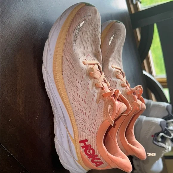 Hoka Orange and White Athletic Shoes with Breathable Mesh - Picture 1 of 6